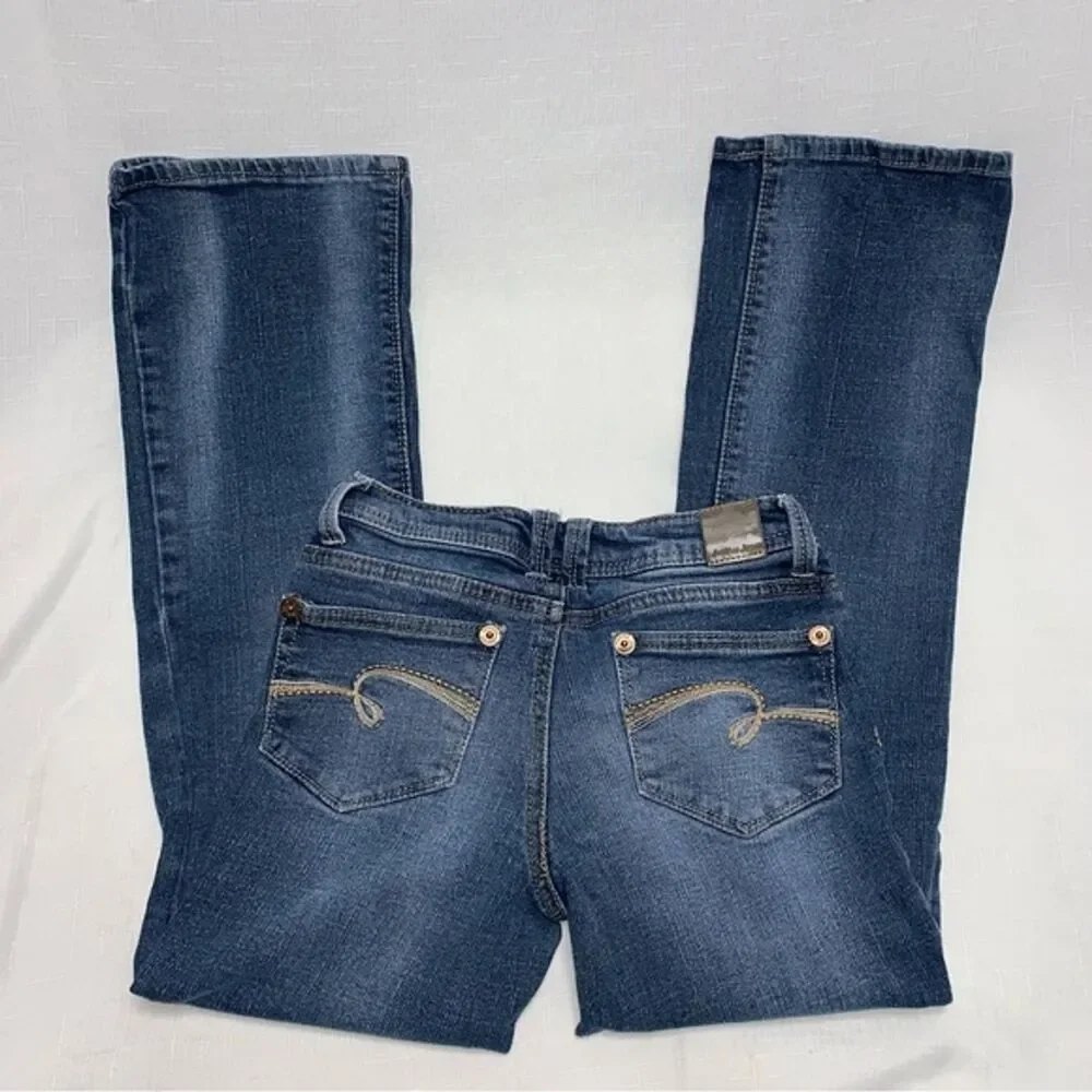 Justice Bootcut Jeans Girls 10R Denim Distressed Faded Blue Denim Medium Wash